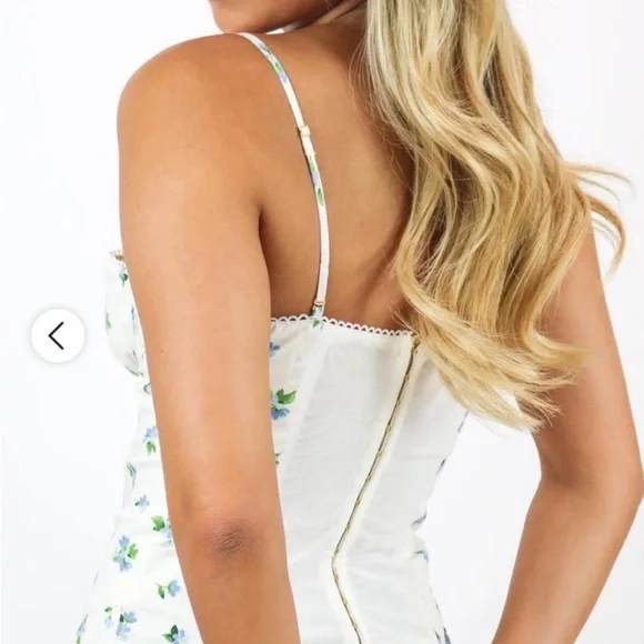 WeWoreWhat White Floral Bustier Corset Top W/ Adjustable Straps Size 14 - Picture 4 of 10